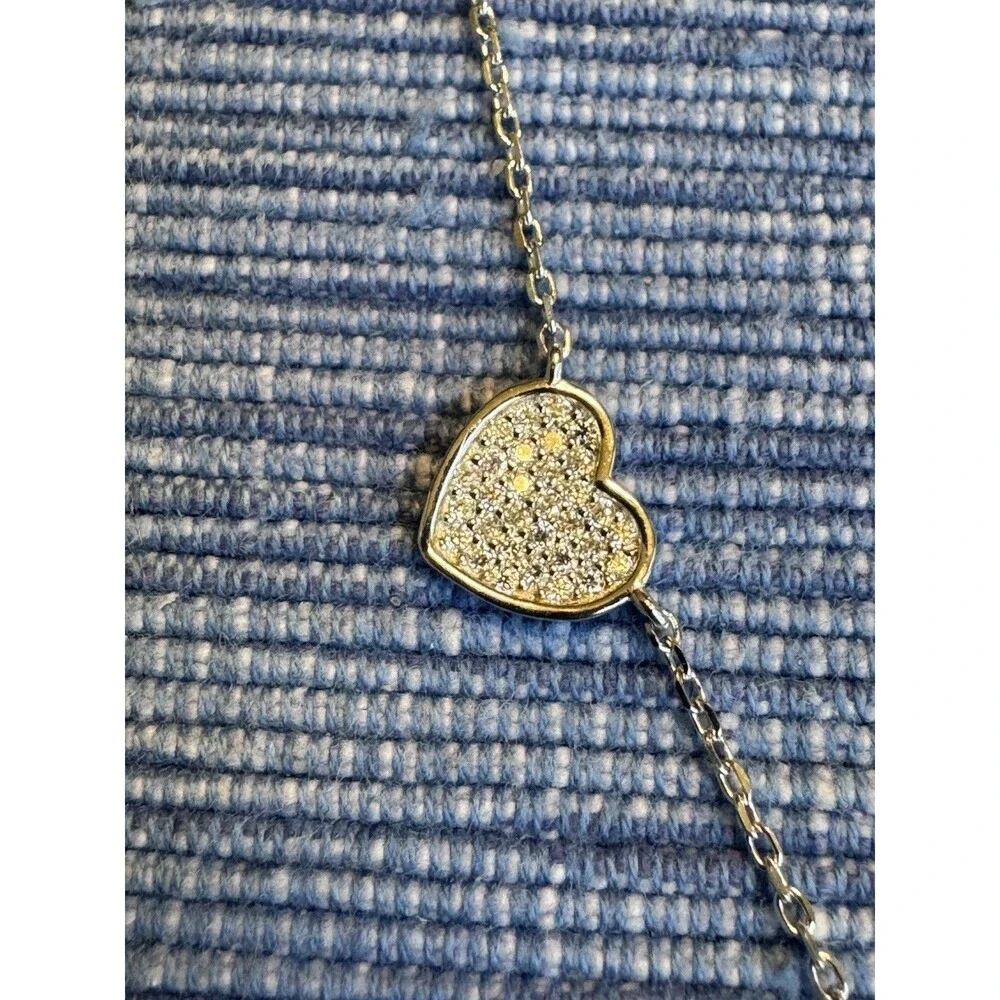 Moissanite Heart Station Necklace 925 Sterling Silver 3.00 CTW NWT 16”+2”